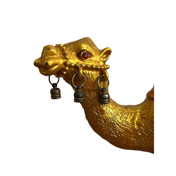 Camel Figural Trinket Box Bejeweled Enamel Gold Metal Vintage Signed 6 x 6 - Picture 2 of 10